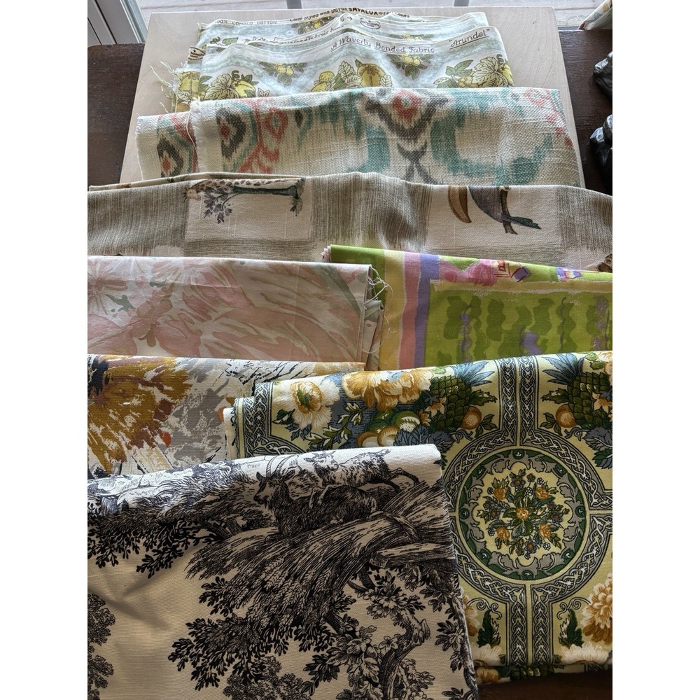 Vtg Decorator Designer Fabric LOT of 8 Crafts 7 Yds+ Ashley Toile Waverly Cohama